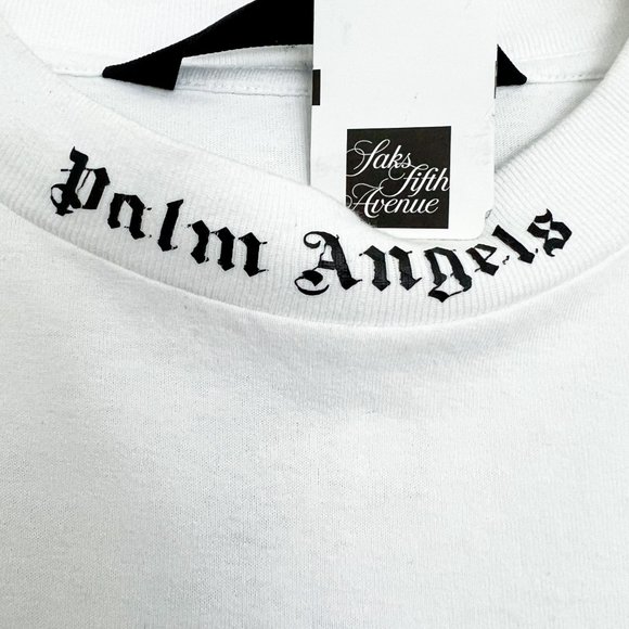 Palm Angels Classic Logo Over Tee White Black - Picture 4 of 6